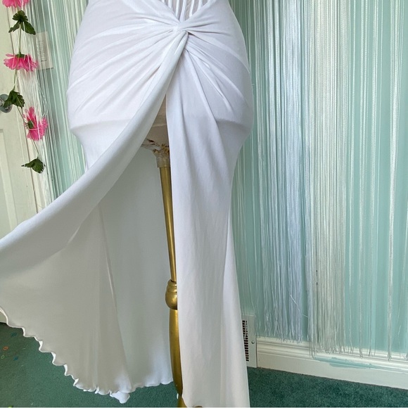 White Sheer Open Back Midi Dress NWT Size Small - Picture 12 of 17